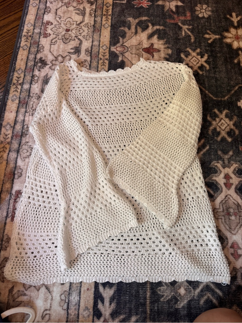 Light Cream Open-Knit Women’s Sweater/Cover Up